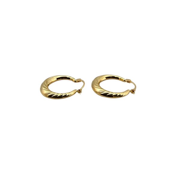 14K Yellow Gold Twisted Hoop Earrings #22724 - Picture 7 of 11